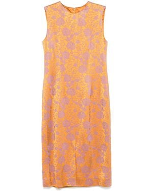 Dries Van Noten Floral-Print Midi Dress - Orange