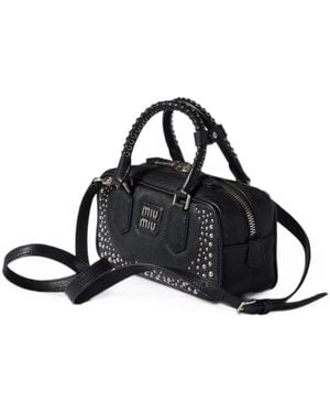 Miu Miu Arcadie Studded Leather Bag - Black