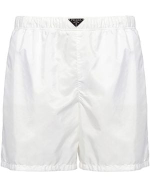 Prada Triangle-Logo Swim Shorts - White