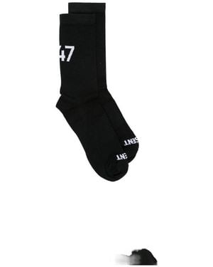 Represent Intarsia-Knit Logo-Print Socks - Black