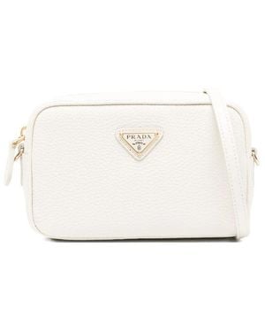 Prada Logo Plaque Satchel - White