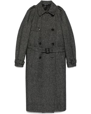Eraldo Belted Double-Breasted Coat - Black