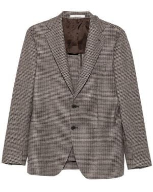 Tagliatore Houndstooth-Pattern Blazer - Brown