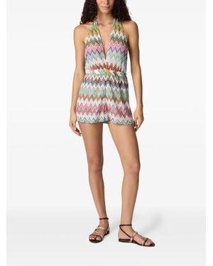 Missoni V-Neck Zigzag Playsuit - White