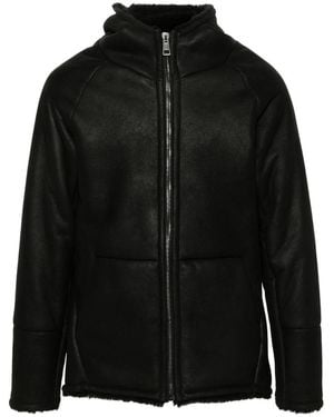 Eraldo Hooded Leather Jacket - Black