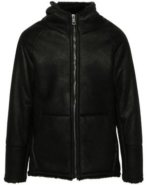 Eraldo Hooded Leather Jacket - Black