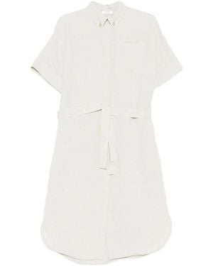 Panicale Belted Shirt Midi Dress - White