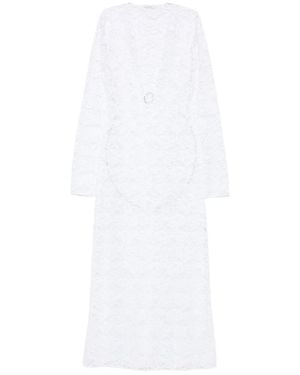 Oséree Lace-Embellished V-Neck Maxi Dress - White