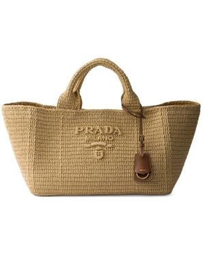 Prada Large Crochet Tote Bag - Brown