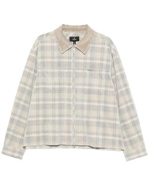 Represent Plaid Corduroy-Collar Overshirt - White