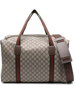 Gucci Large Web-Stripe Holdall - Grey