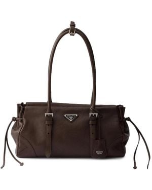 Prada Bonnie Medium Antiqued Leather Tote Bag - Brown