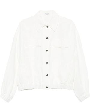 Brunello Cucinelli Button-Up Bomber Jacket - White
