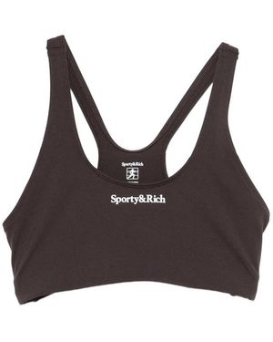 Sporty & Rich Logo-Print Bra - Brown