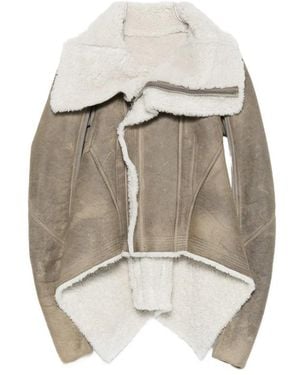 Rick Owens Shearling-Lined Asymmetric Jacket - Metallic