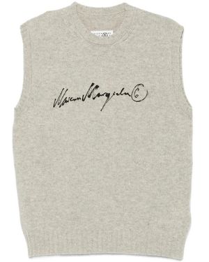 MM6 by Maison Margiela Logo-Print Knitted Jumper - Grey