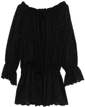 LES FILLES D'EVA Ruffled Lace Mini Dress - Black