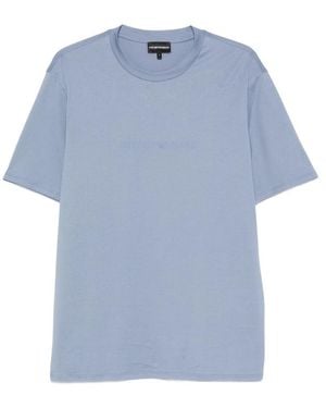 Emporio Armani Logo-Print Crew-Neck T-Shirt - Blue