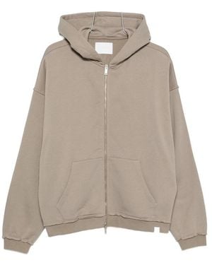 Woc New Haven Raw-Edge Zip-Up Hoodie - Natural