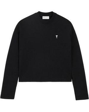 Ami Paris Ami De Coeur Cropped Sweatshirt - Black
