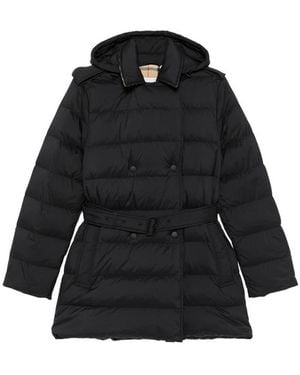 Burberry Belted Quilted Coat - Black