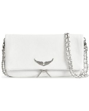 Zadig & Voltaire Rock Grained Leather Clutch Bag - White