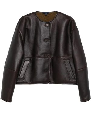 Soeur Buttoned Leather Jacket - Black