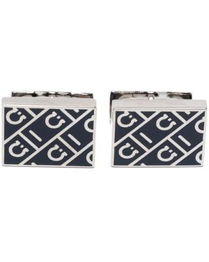 Ferragamo Square Pattern Cufflinks - Black