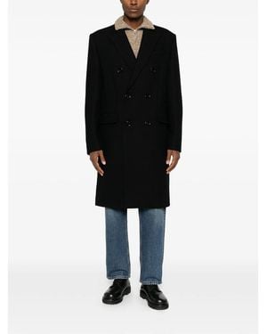 Ami Paris Double-Breasted Virgin-Wool Coat - Black