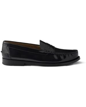 Prada Brushed-Leather Loafers - Black