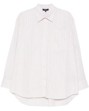 Soeur Striped Curved Hem Shirt - White