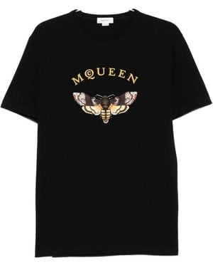 McQueen Moth-Embroidered T-Shirt - Black