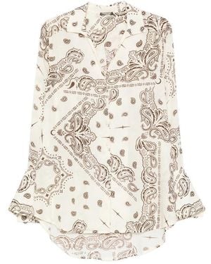 VENUJA Paisley-Print Button-Up Shirt Cover-Up - Natural
