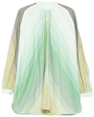 Marrakshi Life Striped Buttoned Mini Dress - Green