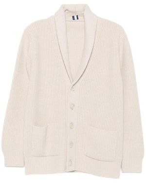 Fedeli Ribbed-Knit Shawl-Collar Cardigan - Natural