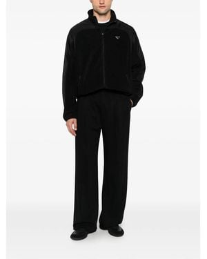 Prada Logo-Plaque Paneled Jacket - Black