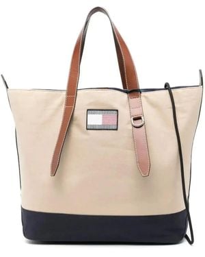 Tommy Hilfiger Logo-Patch Tote Bag - Natural