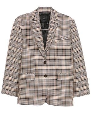 Anine Bing Quinn Check-Pattern Single-Breasted Blazer - Brown
