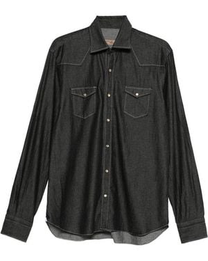 Barba Napoli Cotton Pocketed Shirt - Black