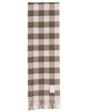 A.P.C. A. P.C. Check-Pattern Fringed Scarf - Natural