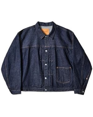 Kaptain Sunshine Denim Tracker 1P Buttoned Cotton Jacket - Blue
