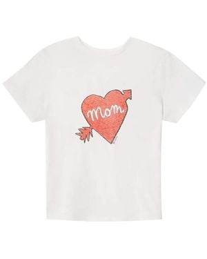 RE/DONE Classic Tee Mom Heart-Print T-Shirt - White