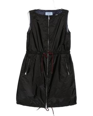 Prada Drawstring-Waist Sleeveless Mini Dress - Black