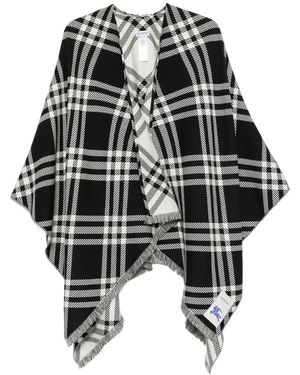 Burberry Check Frayed Cape - Black