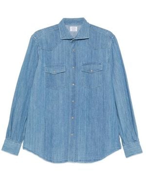 CAMICERIA MAZZARELLI Western-Yoke Chest-Pocket Shirt - Blue