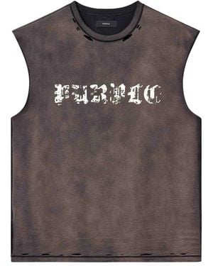 Purple Brand Gothic Logo-Print Tank - Brown
