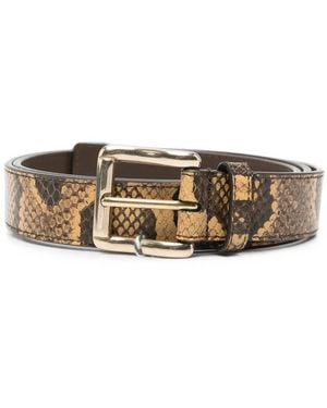 Amiri Snake-Effect Buckle Belt - Natural