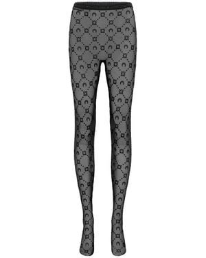 Marine Serre Moon-Embroidered Mesh Tights - Gray