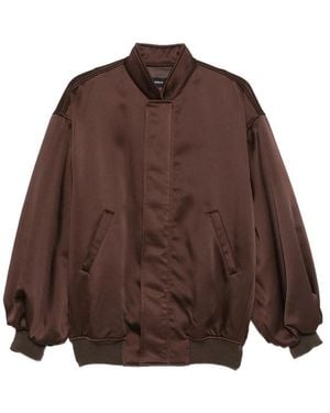FEDERICA TOSI Satin-Finish Oversized Bomber Jacket - Brown