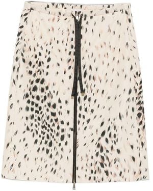 Moncler Leopard-Print Zip-Front Skirt - Natural